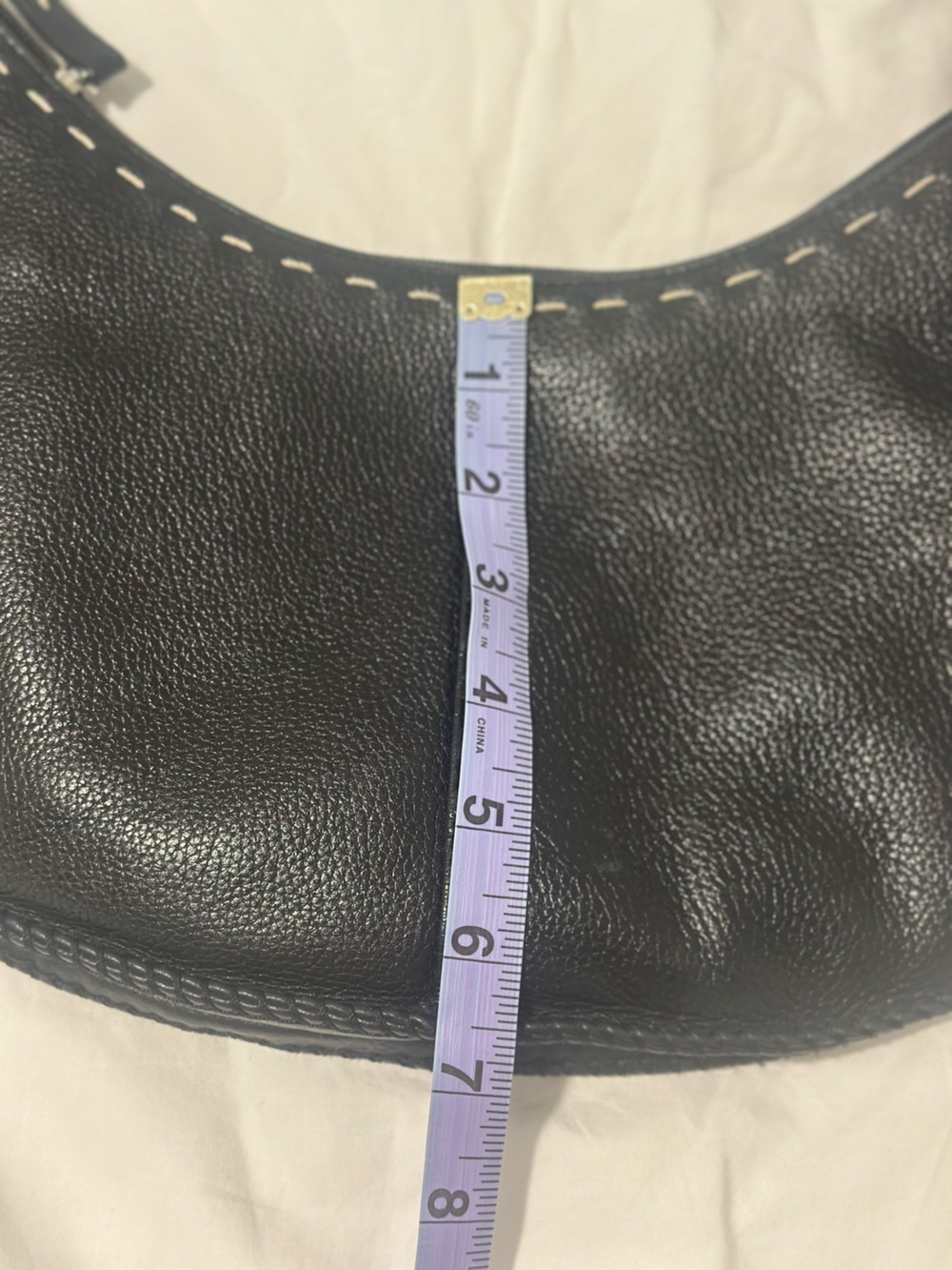 Black Leather Crescent hobo Shoulder Bag - Picture 11 of 12